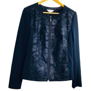Northern Reflections Black Faux Leather Zip Up  Jacket Blazer Women Size M